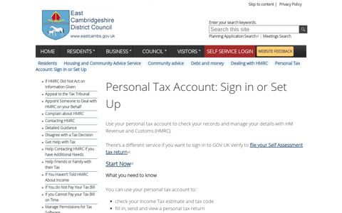 Personal Tax Account: Sign in or Set Up | East ...