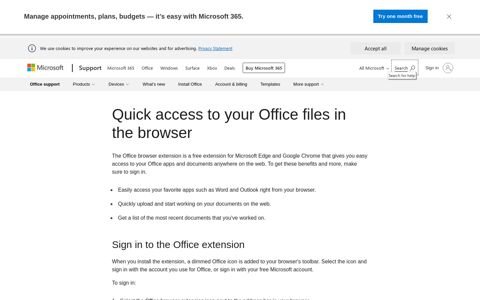 Quick access to your Office files in the browser - Office Support