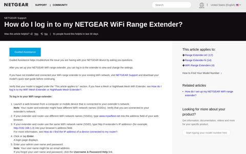 How do I log in to my NETGEAR WiFi Range Extender ...