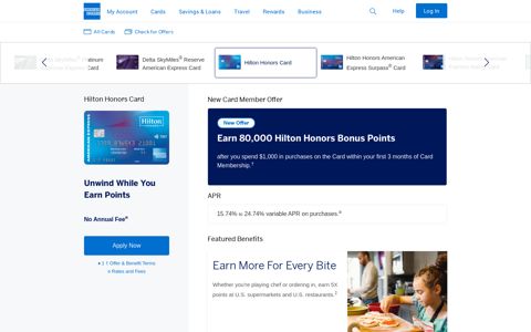 Hilton Honors™ Credit Card | American Express