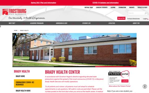 Brady Health Center - Frostburg State University