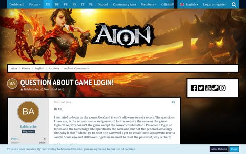 Question about game login! - Archive: Community - Aion