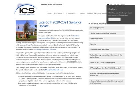 Latest CIF 2020-2021 Guidance | Latest News | ICS