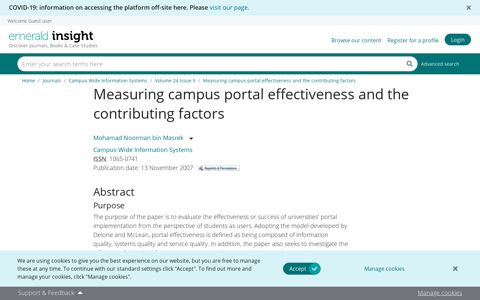 Measuring campus portal effectiveness and the contributing ...
