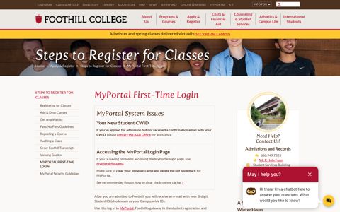 MyPortal First-Time Login - Foothill College