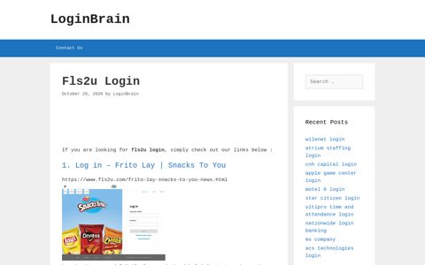 Fls2U - Log In - Frito Lay | Snacks To You - LoginBrain