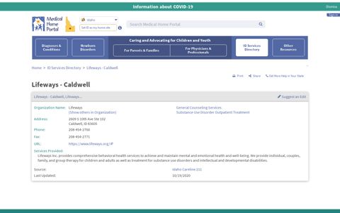 Lifeways - Caldwell - Idaho Medical Home Portal