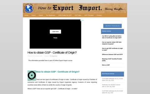 How to obtain GSP - Certificate of Origin?