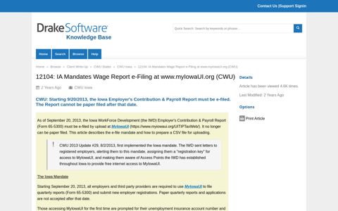 IA Mandates Wage Report e-Filing at www.myIowaUI.org (CWU)