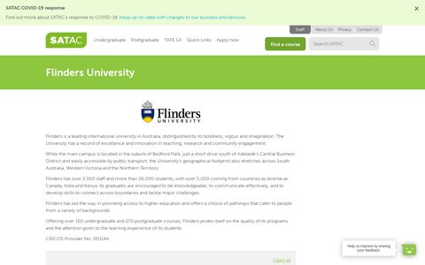Flinders University - SATAC