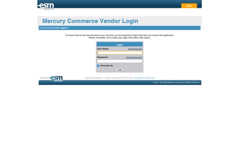 Mercury Commerce Vendor Login | esm solutions