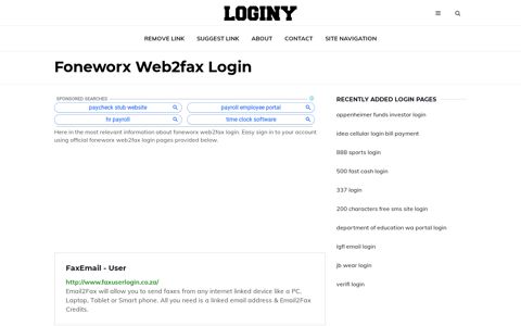 Foneworx Web2fax Login ✔️ One Click Login - Loginy