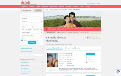 Kannada Gowda Matrimonials - Shaadi.com
