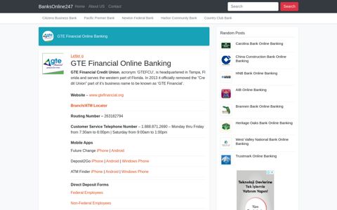 GTE Financial Credit Union Banking Login