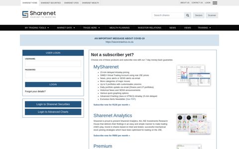 LOG IN - SHARENET - Your Key To Investing on The JSE ...