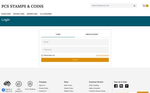 Account Login | PCS Stamps and Coins