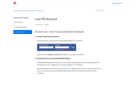 Lost FB Account – Garena Free Fire