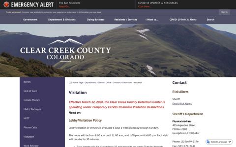 Visitation | Clear Creek County, CO - Official Website
