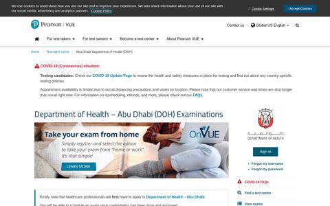 Abu Dhabi Department of Health (DOH) :: Pearson VUE
