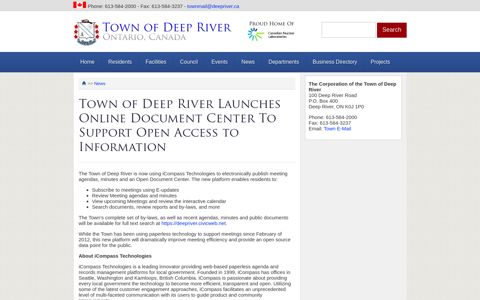 Town of Deep River Launches Online Document Center To ...