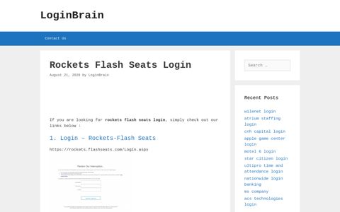 Rockets Flash Seats - Login - LoginBrain