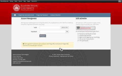 Redbird Account :: Illinois State University