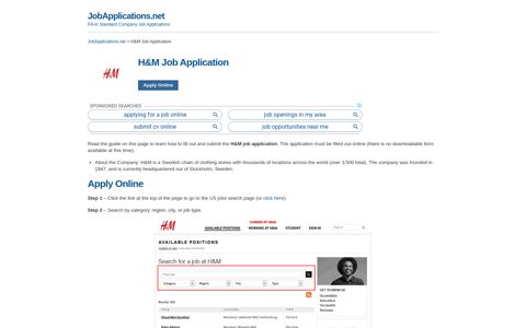 H&M Job Application - Apply Online