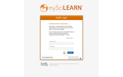 Staff Login - MySciLEARN - Scientific Learning