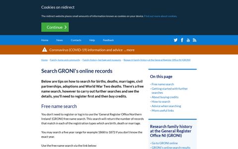 Search GRONI's online records | nidirect