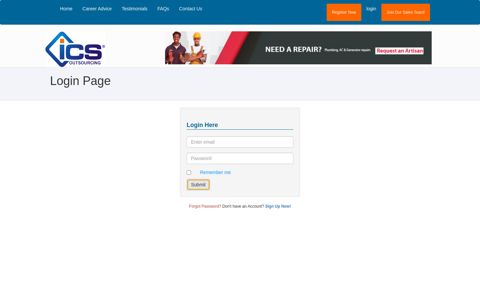 Login Page - ICS Online Job Portal