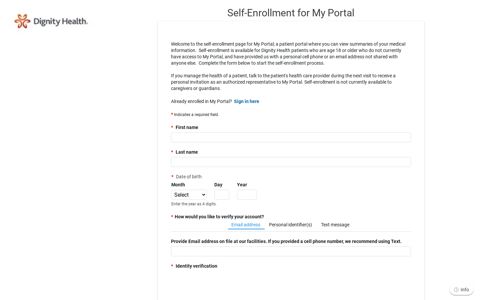 My Portal - Self-Enrollment - Patient Portal