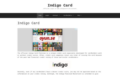 IndigoCard - Official Login to www.indigocard.com account