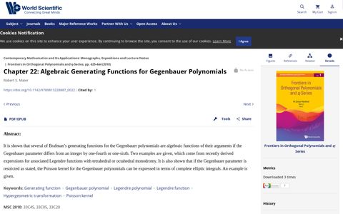 Algebraic Generating Functions for Gegenbauer Polynomials ...