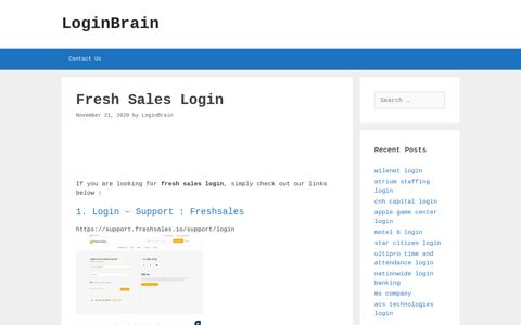 Fresh Sales Login - Support : Freshsales - LoginBrain