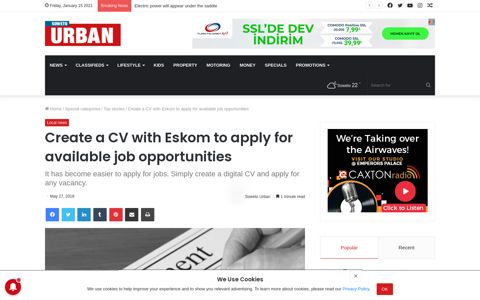 Create a CV with Eskom to apply for available job opportunities