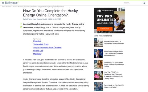 How Do You Complete the Husky Energy Online Orientation?
