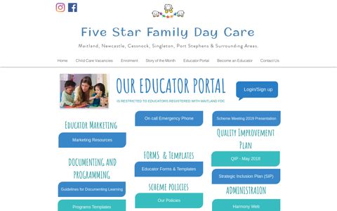 Five Star Family Day Care Registered Educator Portal