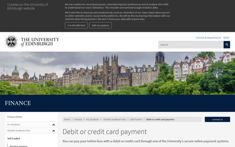 Debit or credit card payment | The University of Edinburgh