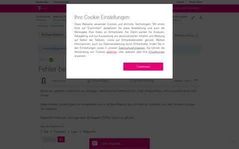 Gelöst: Fehler beim Login in die MagentaTV App | Telekom ...