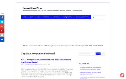 Esut Acceptance Fee Portal Archives - Current School News ...