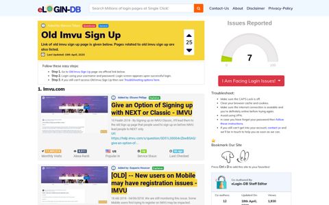 Old Imvu Sign Up - A database full of login pages from all over ...