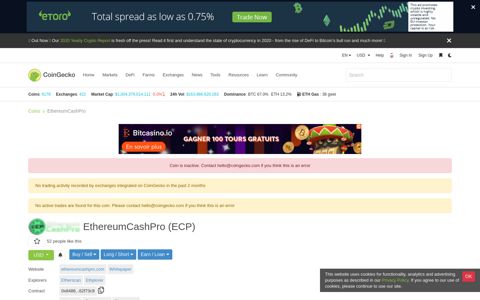 EthereumCashPro (ECP) price, marketcap, chart, and info ...