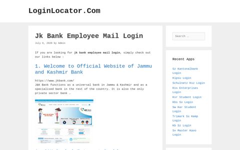 Jk Bank Employee Mail Login - LoginLocator.Com
