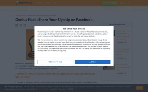 Genius Hack: Share Your Sign Up on Facebook