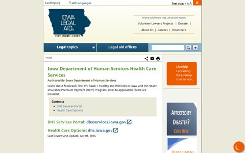 Iowa Department of Human Services Health Care Services ...