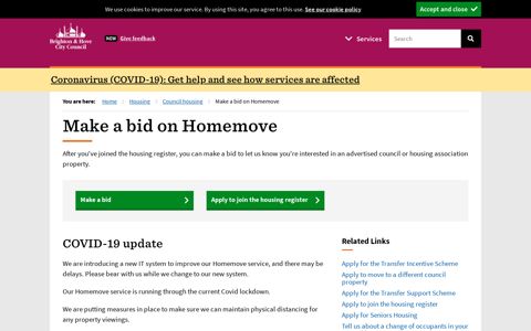 Make a bid on Homemove - Brighton & Hove City Council