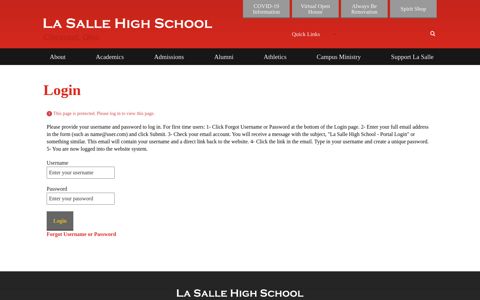Login - La Salle High School