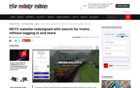 IRCTC website redesigned with search for trains without ...