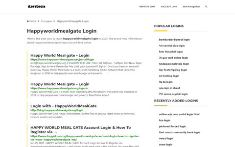 Happyworldmealgate Login ❤️ One Click Access