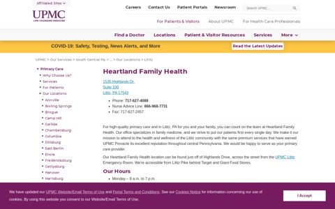 Heartland Family Health - UPMC Primary Care Doctors - Lititz ...